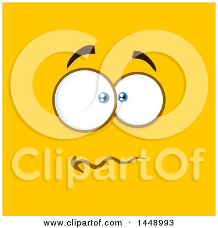Clipart of a Stressed Face on Yellow - Royalty Free Vector Illustration by Hit Toon