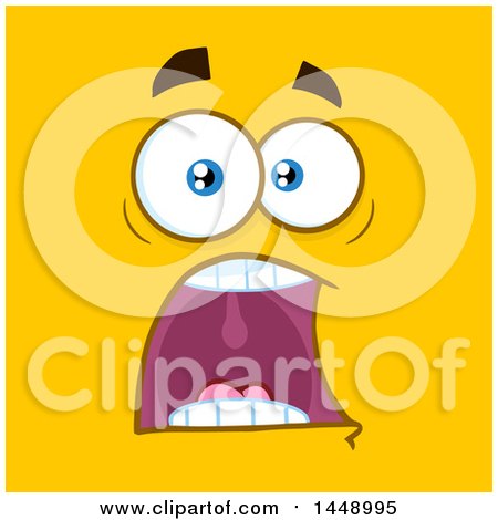 Clipart of a Screaming Face on Yellow - Royalty Free Vector Illustration by Hit Toon