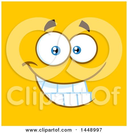 Clipart of a Grinning Face on Yellow - Royalty Free Vector Illustration by Hit Toon