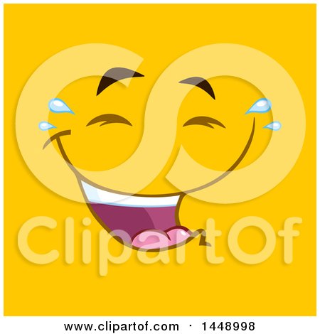 Clipart of a Laughing and Crying Face on Yellow - Royalty Free Vector Illustration by Hit Toon