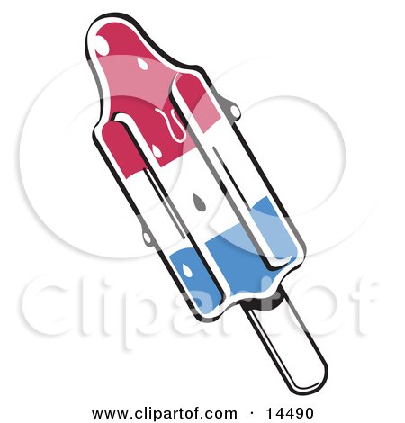 Red, White And Blue Americana Inspired Melting Popsicle On A Stick Clipart Illustration by Andy Nortnik