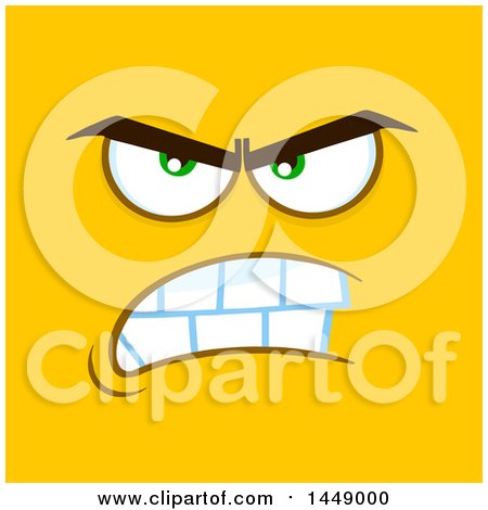Clipart of a Furious Face on Yellow - Royalty Free Vector Illustration by Hit Toon