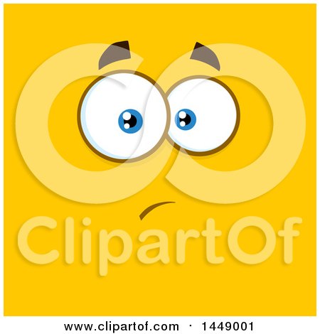 Clipart of a Worried Face on Yellow - Royalty Free Vector Illustration by Hit Toon