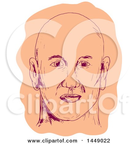 Clipart Graphic of a Drawing Sketched Caucasian Man's Face with a Bald Head - Royalty Free Vector Illustration by patrimonio