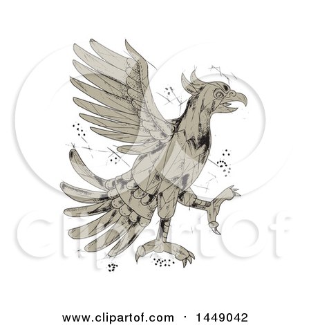 Clipart Graphic of a Low Polygon Style Aztec Cuauhtli Showing an Eagle in a Fighting Stance - Royalty Free Vector Illustration by patrimonio