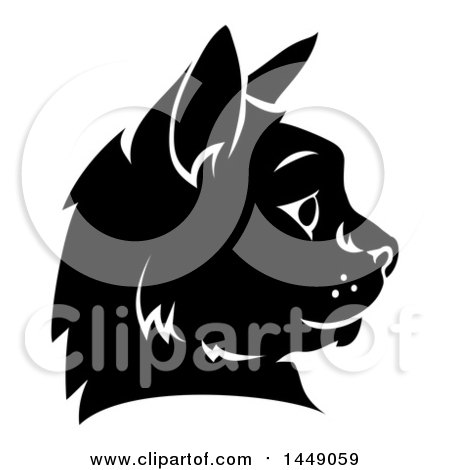 Clipart Graphic of a Black and White Cat Face in Profile - Royalty Free Vector Illustration by AtStockIllustration