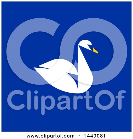 Clipart Graphic of a Flat Styled Swan on Blue - Royalty Free Vector Illustration by elena