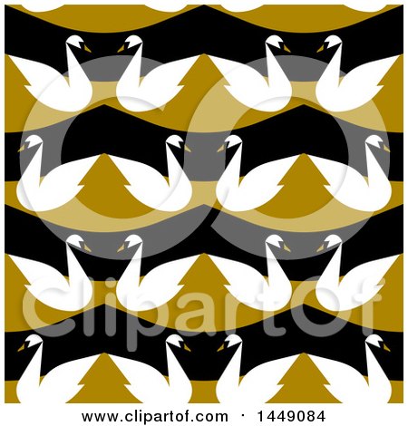 Clipart Graphic of a Flat Styled Seamless Swan Pattern - Royalty Free Vector Illustration by elena