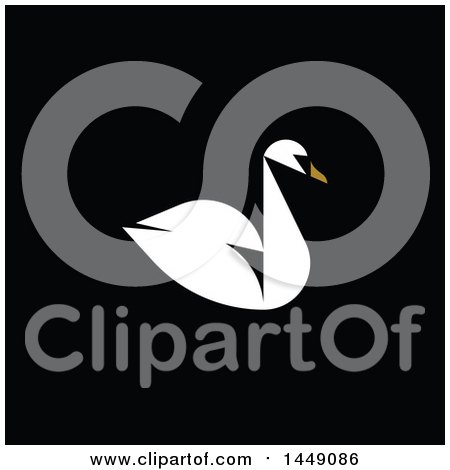 Clipart Graphic of a Flat Styled Swan on Black - Royalty Free Vector Illustration by elena