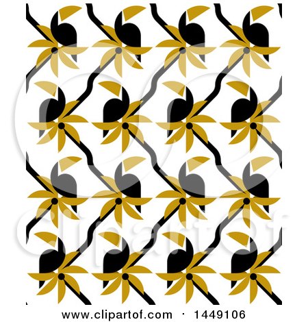 Clipart Graphic of a Geometric Seamless Toucan and Palm Tree Pattern - Royalty Free Vector Illustration by elena
