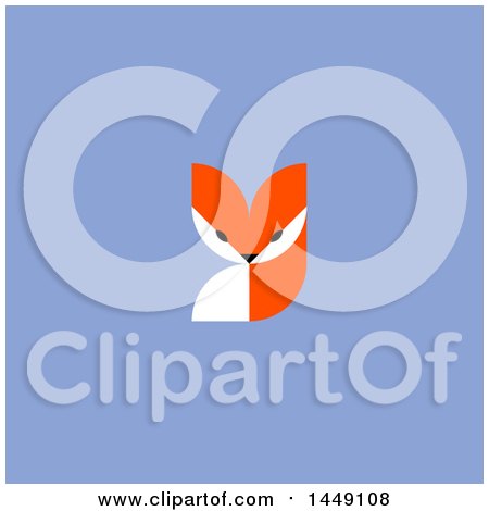 Clipart Graphic of a Flat Styled Cute Fox, on Blue - Royalty Free Vector Illustration by elena