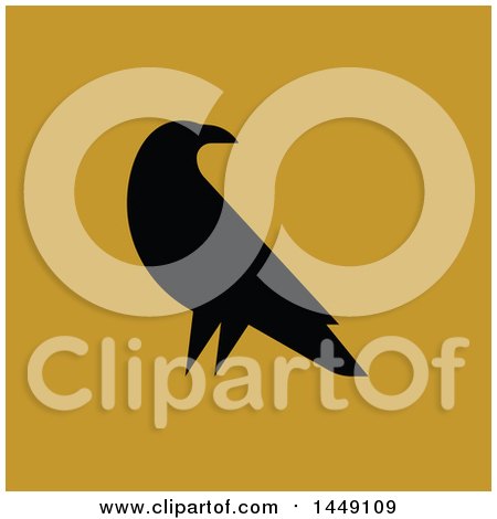 Clipart Graphic of a Black Silhouetted Crow on Yellow - Royalty Free Vector Illustration by elena