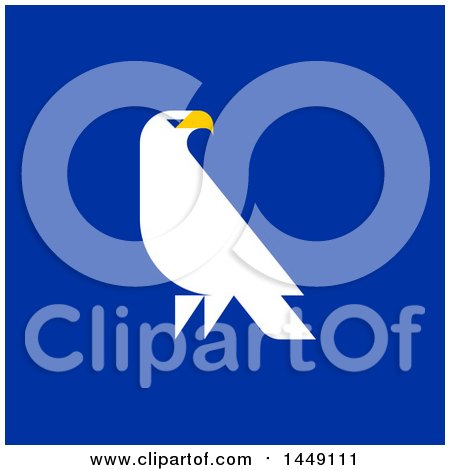 Clipart Graphic of a Flat Styled White Eagle on Blue - Royalty Free Vector Illustration by elena