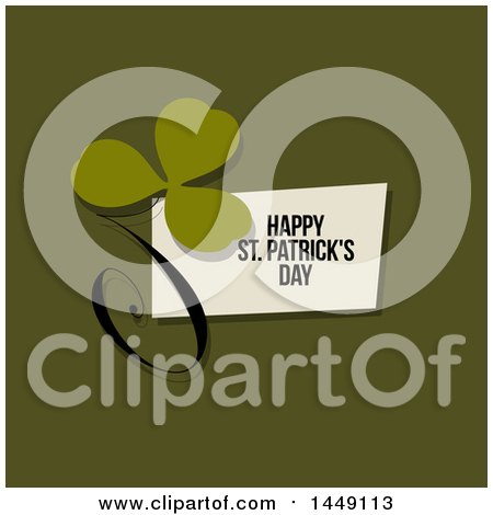 Clipart Graphic of a Retro Styled Clover with a Happy St Patricks Day Greeting on Green - Royalty Free Vector Illustration by elena