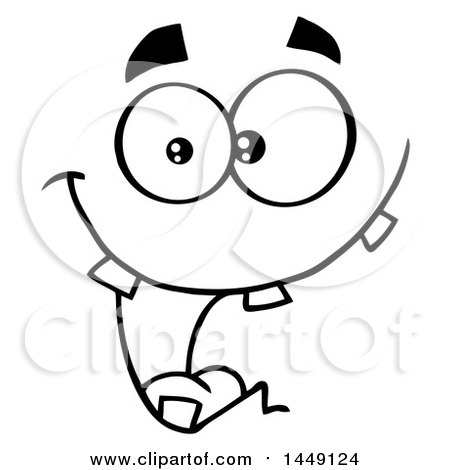 Clipart Graphic of a Black and White Happy Face with Teeth - Royalty Free Vector Illustration by Hit Toon