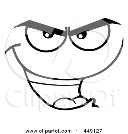 Clipart Graphic of a Black and White Evil Face - Royalty Free Vector Illustration by Hit Toon