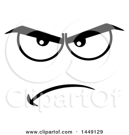 Clipart Graphic of a Black and White Mad Face - Royalty Free Vector Illustration by Hit Toon