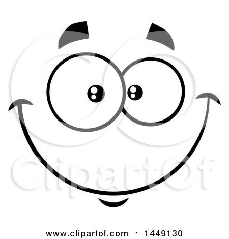 Clipart Graphic of a Black and White Happy Face - Royalty Free Vector Illustration by Hit Toon