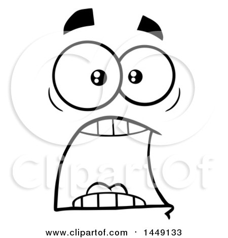 Clipart Graphic of a Black and White Screaming Face - Royalty Free Vector  Illustration by Hit Toon #1449133