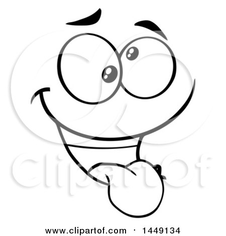 Clipart Graphic of a Black and White Funny Face - Royalty Free Vector Illustration by Hit Toon