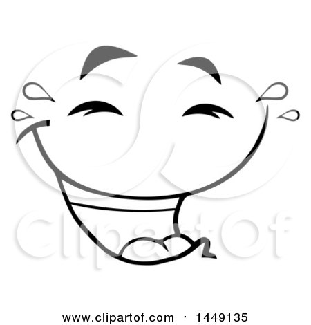 Clipart Graphic of a Black and White Laughing and Crying Face - Royalty Free Vector Illustration by Hit Toon