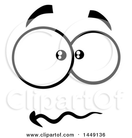 Clipart Graphic of a Black and White Stressed Face - Royalty Free Vector Illustration by Hit Toon