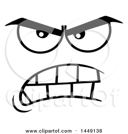 Clipart Graphic of a Black and White Mean Face - Royalty Free Vector Illustration by Hit Toon