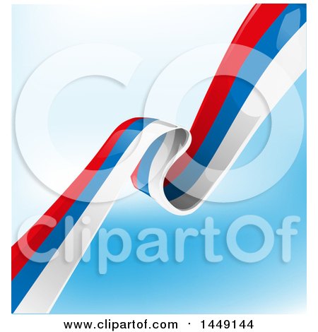 Clipart Graphic of a Diagonal Russian Ribbon Flag on Blue and White - Royalty Free Vector Illustration by Domenico Condello