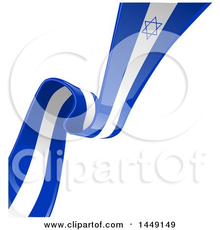 Clipart Graphic of a Blue and White Israel Ribbon Flag Spanning a Background Diagonally - Royalty Free Vector Illustration by Domenico Condello