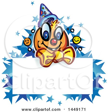 Clipart Graphic of a Cartoon Clown over a Sign, with Stars - Royalty Free Vector Illustration by Domenico Condello