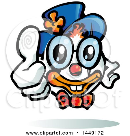 Clipart Graphic of a Cartoon Clown Holding a Thumb up - Royalty Free Vector Illustration by Domenico Condello
