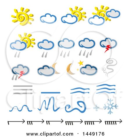 Clipart Graphic of Weather Icons - Royalty Free Vector Illustration by Domenico Condello