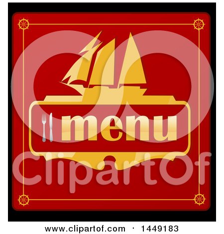 Clipart Graphic of a Red, Black and Gold Ship Menu Design - Royalty Free Vector Illustration by Domenico Condello