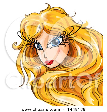 Clipart Graphic of a Woman with Long Lashes and Blond Hair, Looking Back - Royalty Free Vector Illustration by Domenico Condello