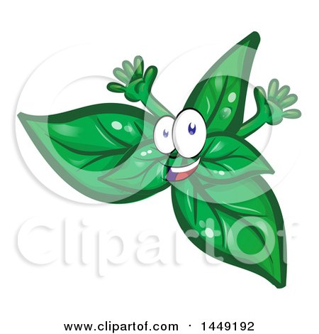 Clipart Graphic of a Cartoon Cheering Happy Basil Mascot - Royalty Free Vector Illustration by Domenico Condello