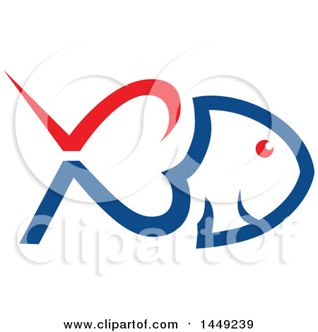 Clipart Graphic of a Red and Blue Fish - Royalty Free Vector Illustration by Domenico Condello