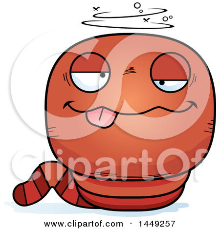 Clipart Graphic of a Cartoon Drunk Worm Character Mascot - Royalty Free Vector Illustration by Cory Thoman