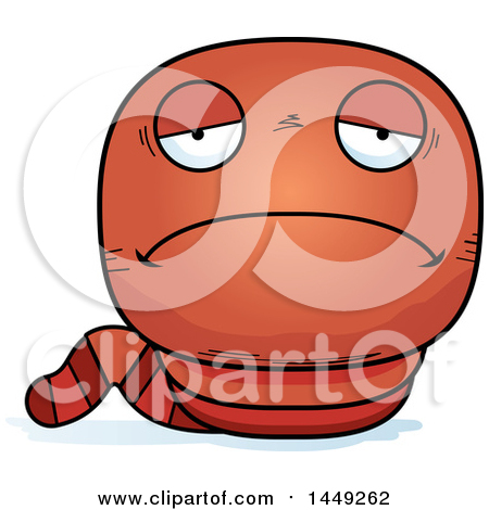 Clipart Graphic of a Cartoon Sad Worm Character Mascot - Royalty Free Vector Illustration by Cory Thoman