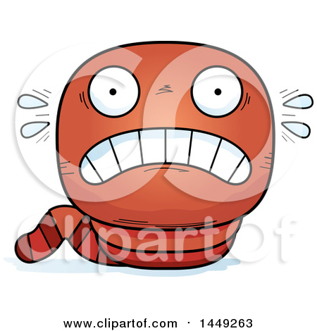 Clipart Graphic of a Cartoon Scared Worm Character Mascot - Royalty Free Vector Illustration by Cory Thoman