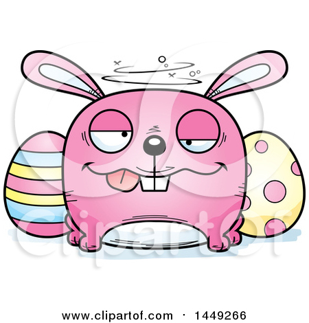Clipart Graphic of a Cartoon Drunk Easter Bunny Character Mascot - Royalty Free Vector Illustration by Cory Thoman