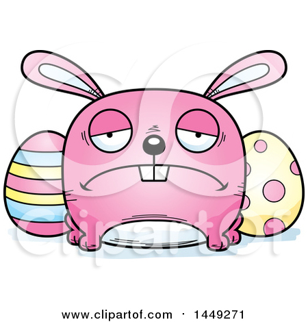 Clipart Graphic of a Cartoon Sad Easter Bunny Character Mascot - Royalty Free Vector Illustration by Cory Thoman