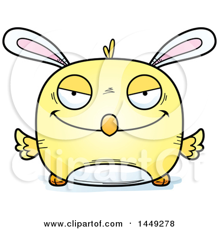 Clipart Graphic of a Cartoon Sly Easter Bunny Chick Character Mascot - Royalty Free Vector Illustration by Cory Thoman
