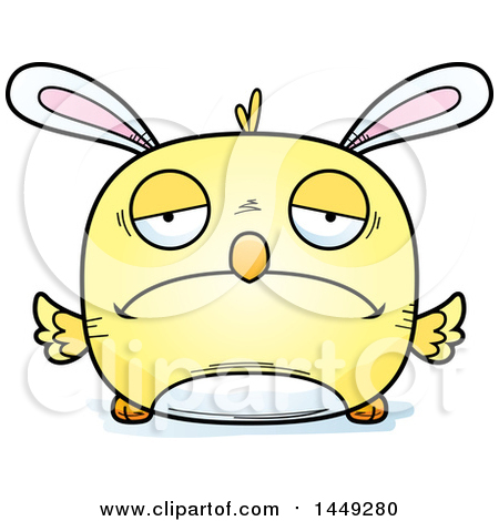Clipart Graphic of a Cartoon Sad Easter Bunny Chick Character Mascot - Royalty Free Vector Illustration by Cory Thoman