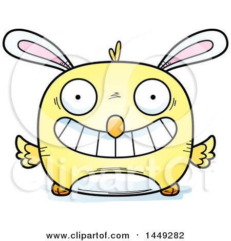 Clipart Graphic of a Cartoon Grinning Easter Bunny Chick Character Mascot - Royalty Free Vector Illustration by Cory Thoman