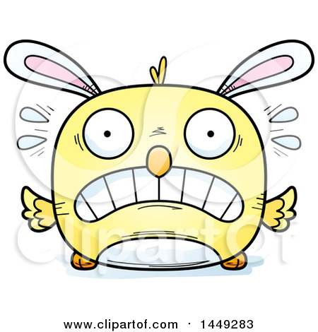 Clipart Graphic of a Cartoon Scared Easter Bunny Chick Character Mascot - Royalty Free Vector Illustration by Cory Thoman