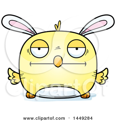 Clipart Graphic of a Cartoon Bored Easter Bunny Chick Character Mascot - Royalty Free Vector Illustration by Cory Thoman
