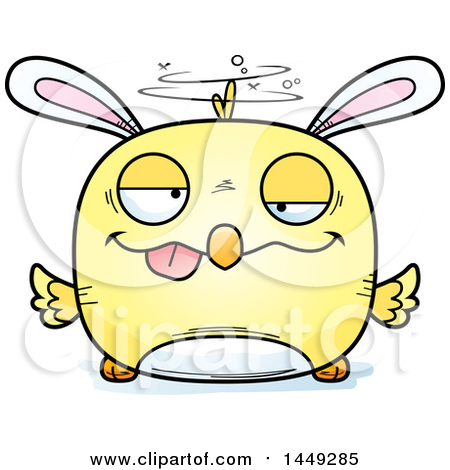Clipart Graphic of a Cartoon Drunk Easter Bunny Chick Character Mascot - Royalty Free Vector Illustration by Cory Thoman