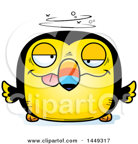 Clipart Graphic of a Cartoon Drunk Toucan Bird Character Mascot - Royalty Free Vector Illustration by Cory Thoman