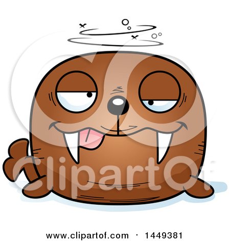 Clipart Graphic of a Cartoon Drunk Walrus Character Mascot - Royalty Free Vector Illustration by Cory Thoman