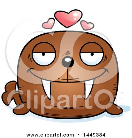 Clipart Graphic of a Cartoon Loving Walrus Character Mascot - Royalty Free Vector Illustration by Cory Thoman